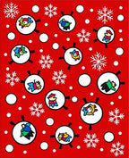 Whimsical Festive Characters and Snowflakes Rug