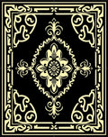 Classic Black Yellow Floral Pattern Rug
