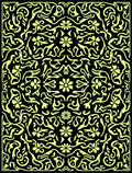 Black Yellow Floral Swirl Pattern Rug