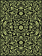 Black Yellow Floral Swirl Pattern Rug