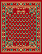 Red Geometric Floral Medallion Design Rug