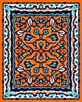 Vibrant Orange Teal Floral Medallion Rug