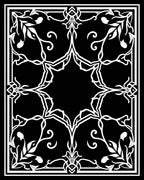 Intricate White Floral Scroll Pattern Rug