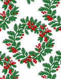 Festive Holly Berry Wreath Pattern Rug