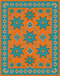 Orange Teal Star Floral Pattern Rug