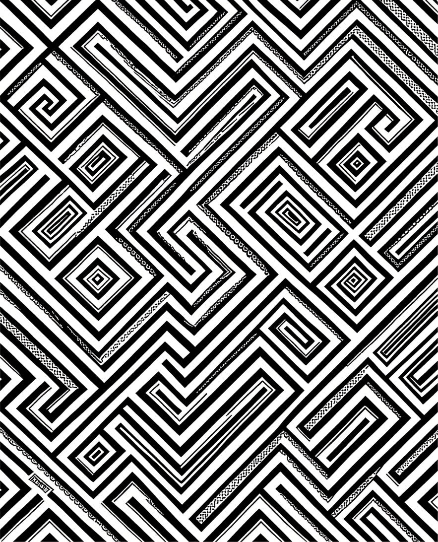Graphic Maze Pattern Rug