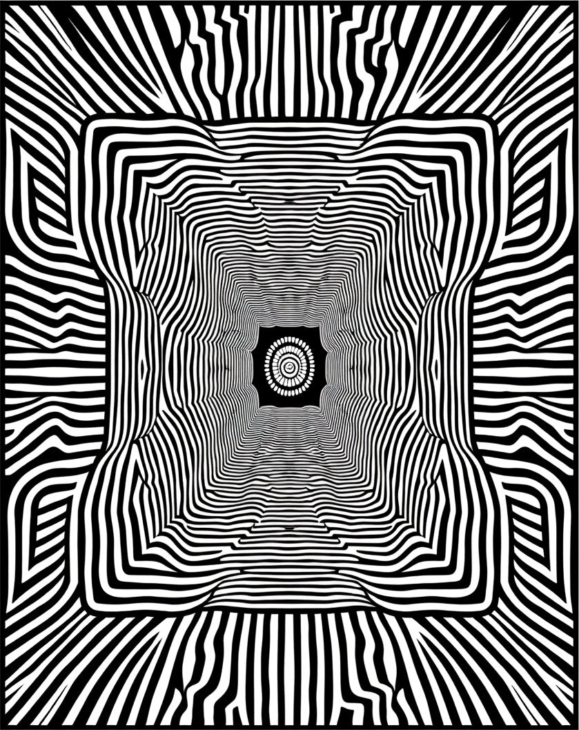 Optical Illusion Black White Stripe Rug