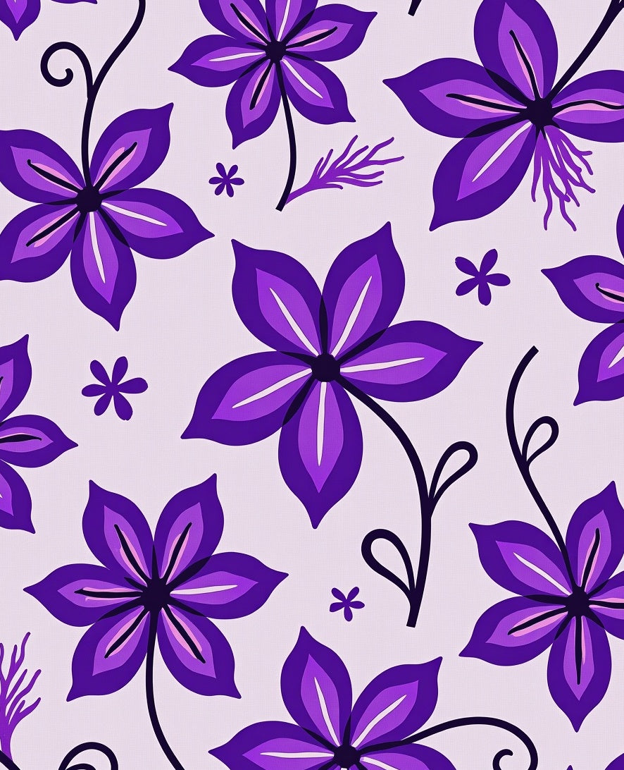 Bold Purple Floral Pattern Rug