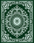 Intricate Emerald Floral Mandala Design Rug