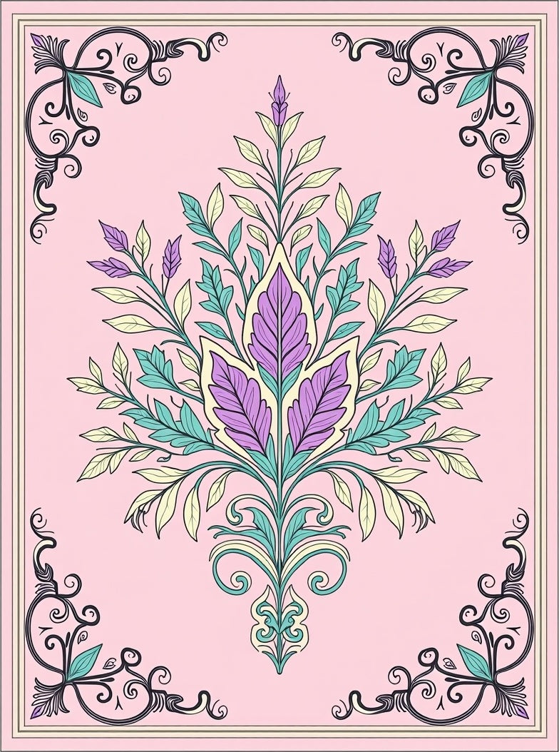 Floral Vine Scrollwork Pastel Rug