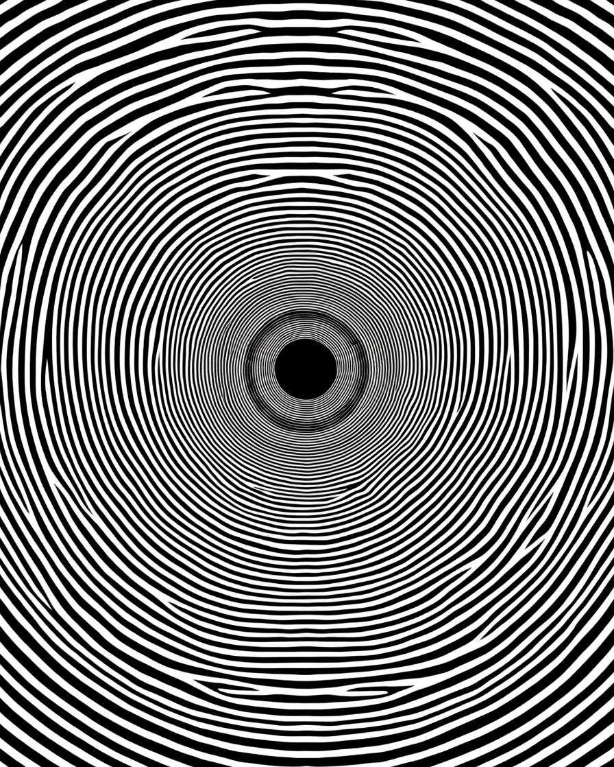 Concentric Black White Optical Rug