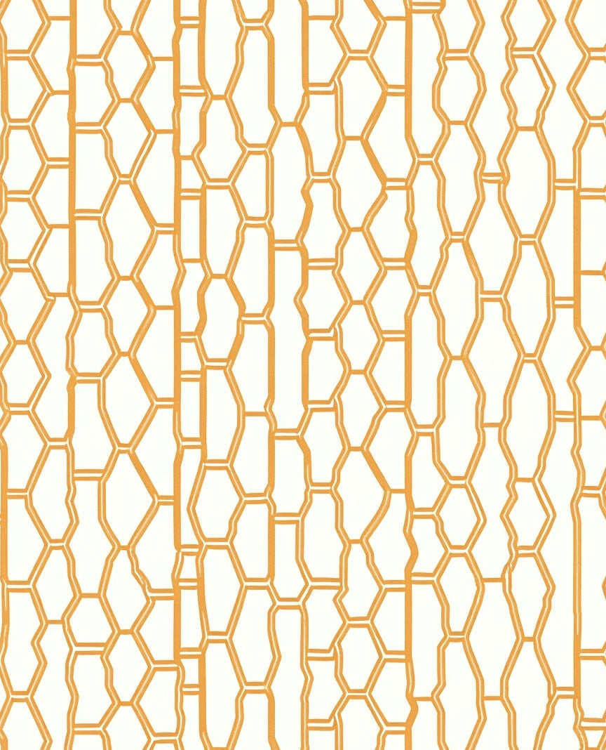 Modern Orange Geometric Honeycomb Design Rug