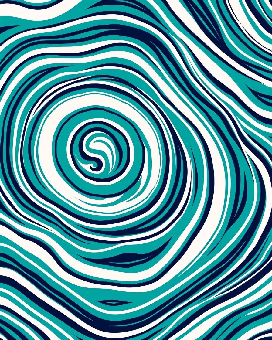 Swirling Teal Navy Abstract Pattern Rug