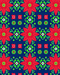 Red Green Floral Patterned Medallion Rug
