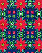 Red Green Floral Patterned Medallion Rug