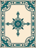 Teal Floral Medallion Border Rug