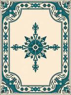 Teal Floral Medallion Border Rug