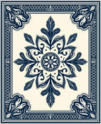 Intricate Mandala Floral Border Design Rug
