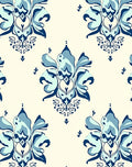 Classic Blue Floral Damask Pattern Rug