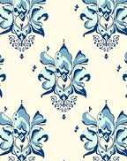 Classic Blue Floral Damask Pattern Rug