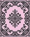 Classic Scrollwork Floral Border Design Rug