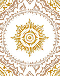 Golden Tan Floral Mandala Pattern Rug