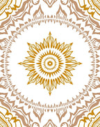 Golden Tan Floral Mandala Pattern Rug