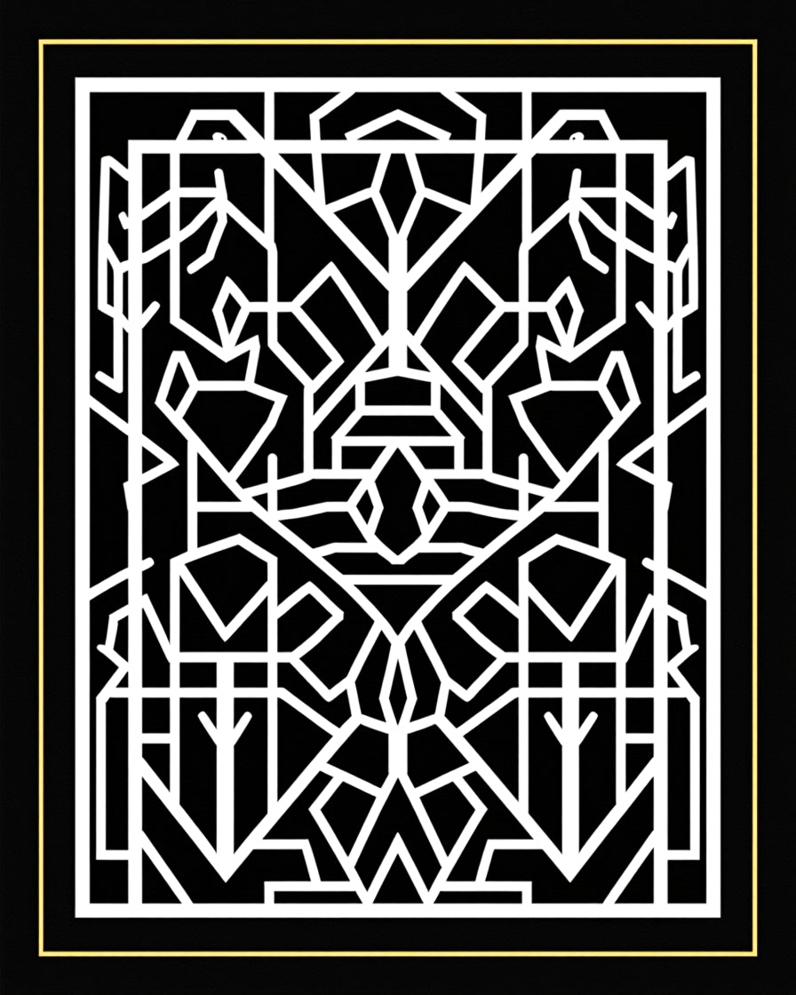 Bold White Geometric Lines Design Rug