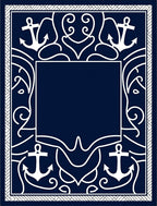 Nautical Anchor Scrollwork Border Design Rug