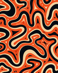 Retro Orange Black Swirls Design Rug