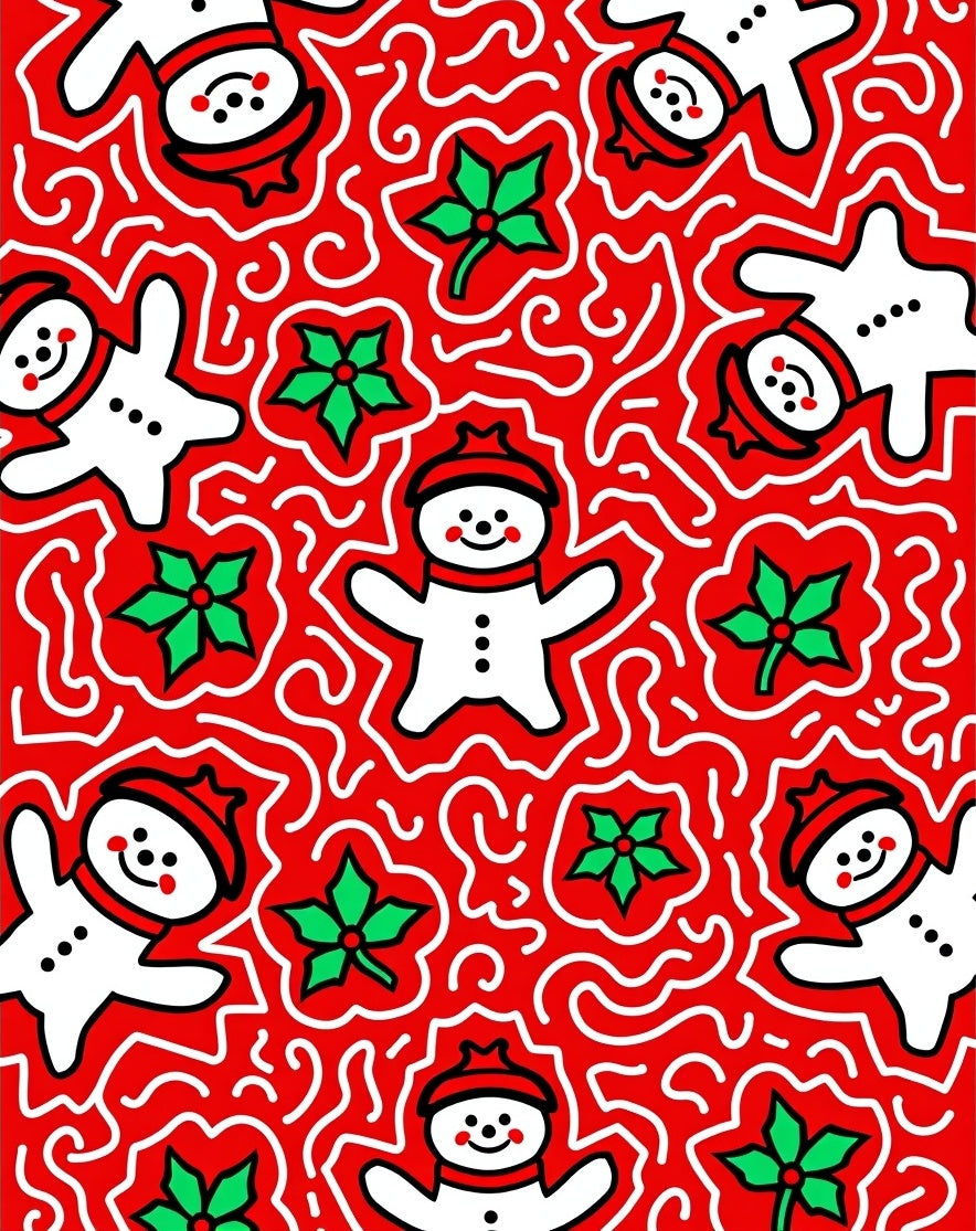 Cute Gingerbread Man Holly Pattern Rug