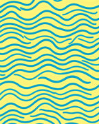 Yellow And Blue Wavy Lines Design Rug