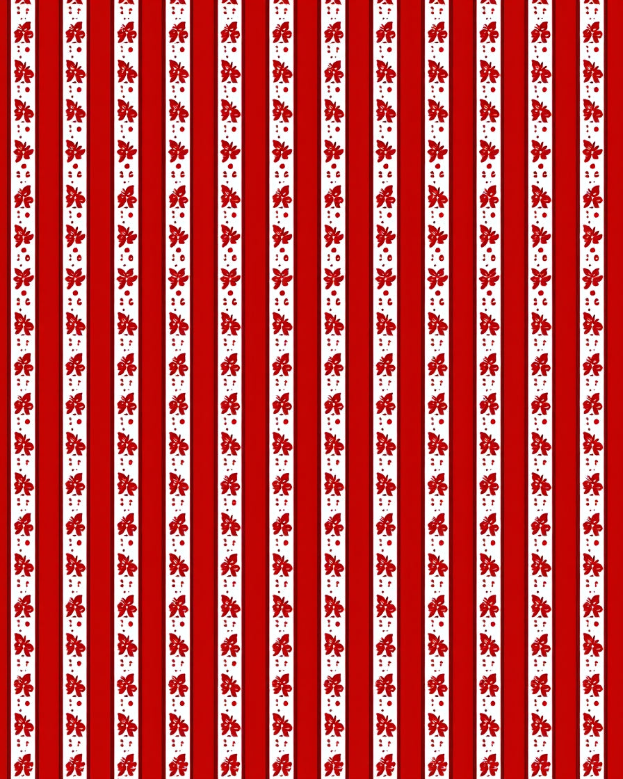 Red White Stripe Butterfly Pattern Rug