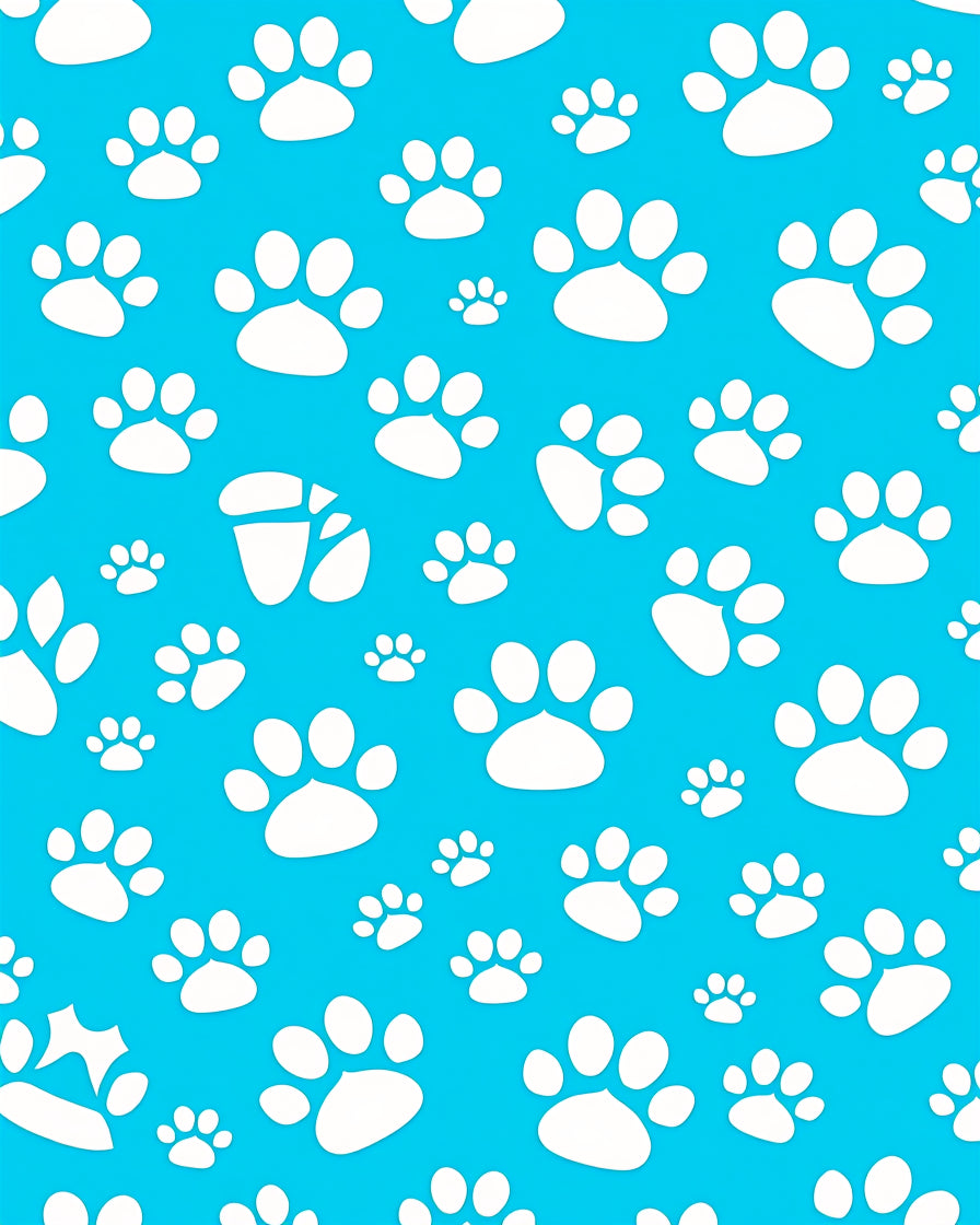 Charming White Paw Prints Pattern Rug