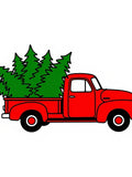 Red Vintage Truck Green Trees Rug