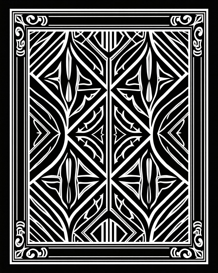 Stylish Black White Geometric Art Deco Design Rug