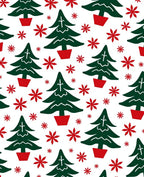 Whimsical Christmas Trees Flowers Pattern Rug