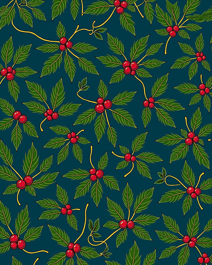 Evergreen Holly Berry Pattern Rug