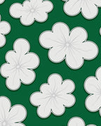 Green White Floral Pattern Rug