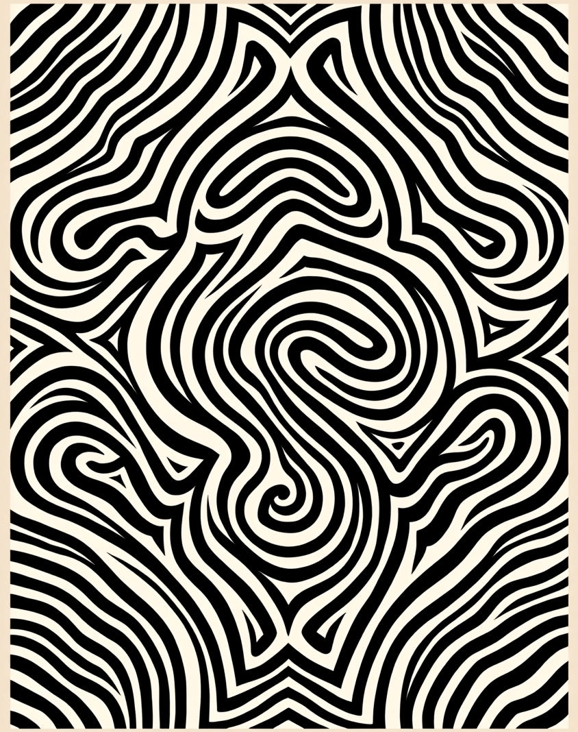 Monochrome Swirling Stripes Pattern Rug