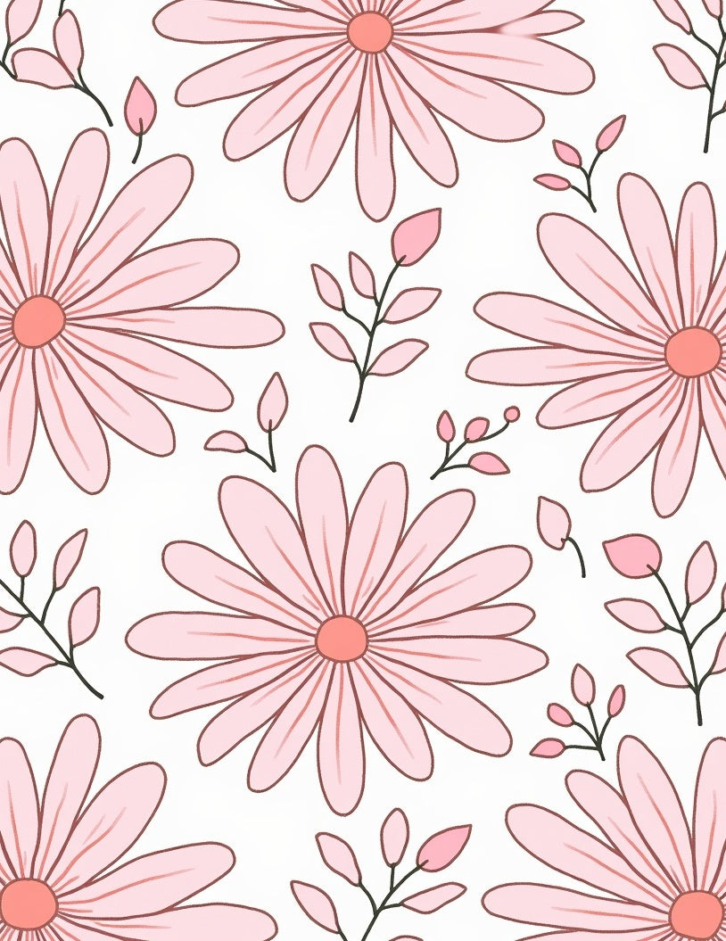 Soft Pink Daisy Floral Pattern Rug