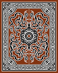 Ornate Black Brown Stylized Floral Rug