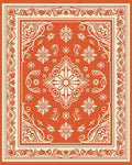 Ornate Floral Scrollwork Border Design Rug