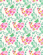 Pink Green Floral Whimsical Pattern Rug