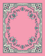 Antique Blush Floral Scrollwork Border Rug