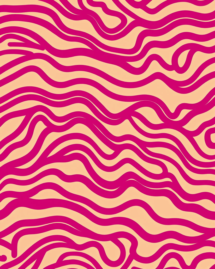 Vibrant Wavy Pink Organic Lines Rug