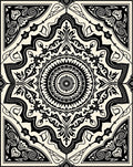 Intricate Black Mandala Symmetry Pattern Rug