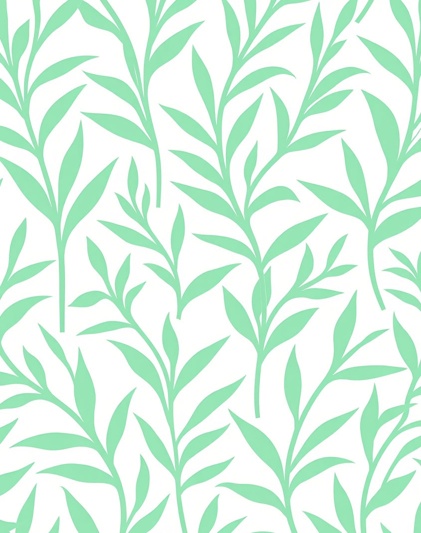 Soft Green Branching Foliage Rug