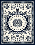 Ornate Dark Blue Mandala Floral Rug