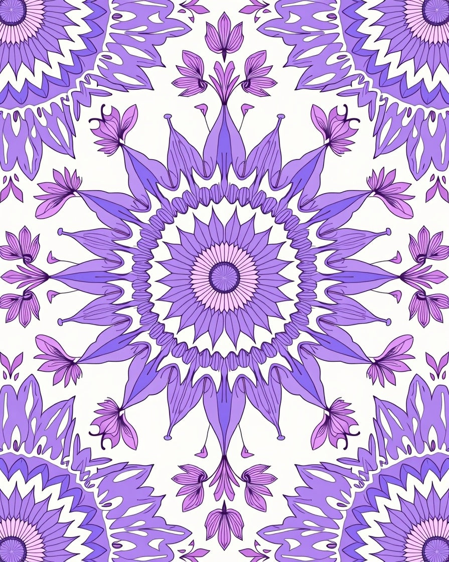 Vibrant Purple Floral Mandala Design Rug